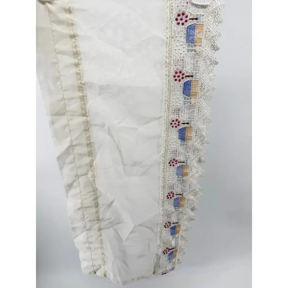 Cottage Village Lace Sheer Rod Pocket Valance Beige House Cream 60x14